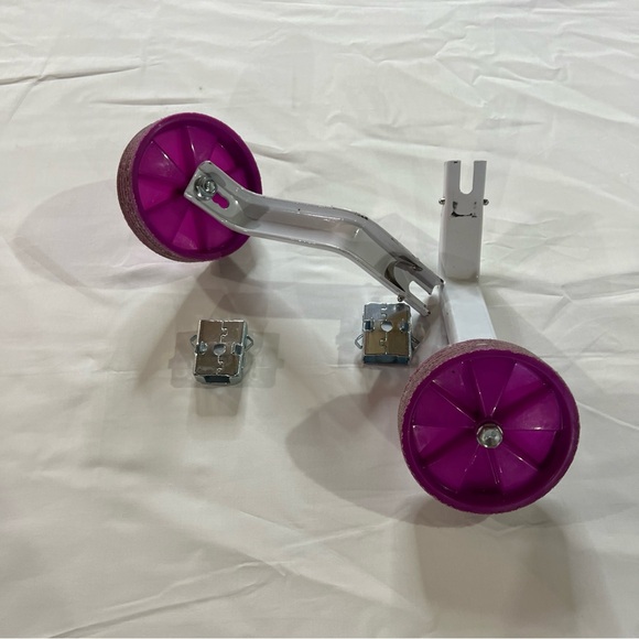 Girls 16 Inch Purple/White Adjustable Bicycle Training Wheels Used - Picture 8 of 16